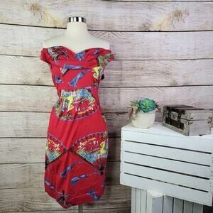 Trashy Diva Women's Honey Child Sheath Dress Knee Length Fans Red Size 2‎